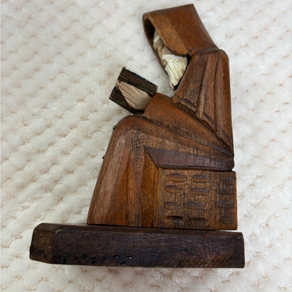 Hand Carved Wooden Statue of Monk - Picture 5 of 10